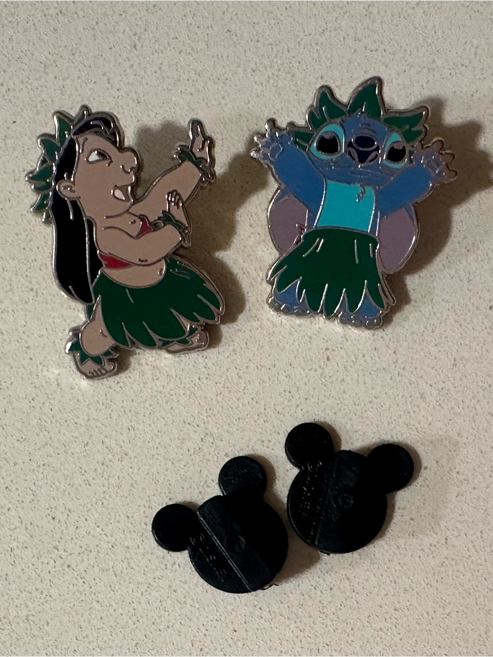 Disney Lilo & Stitch Hula Enamel Pin Duo - Green, Blue & Black